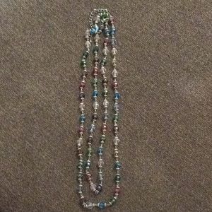 Extra long multi color bead necklace